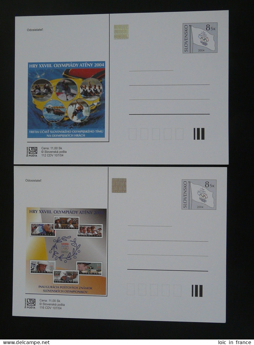 Entier Postal Stationery Card (x2) Jeux Olympiques Athens Olympic Games 2004 Slovakia - Verano 2004: Atenas