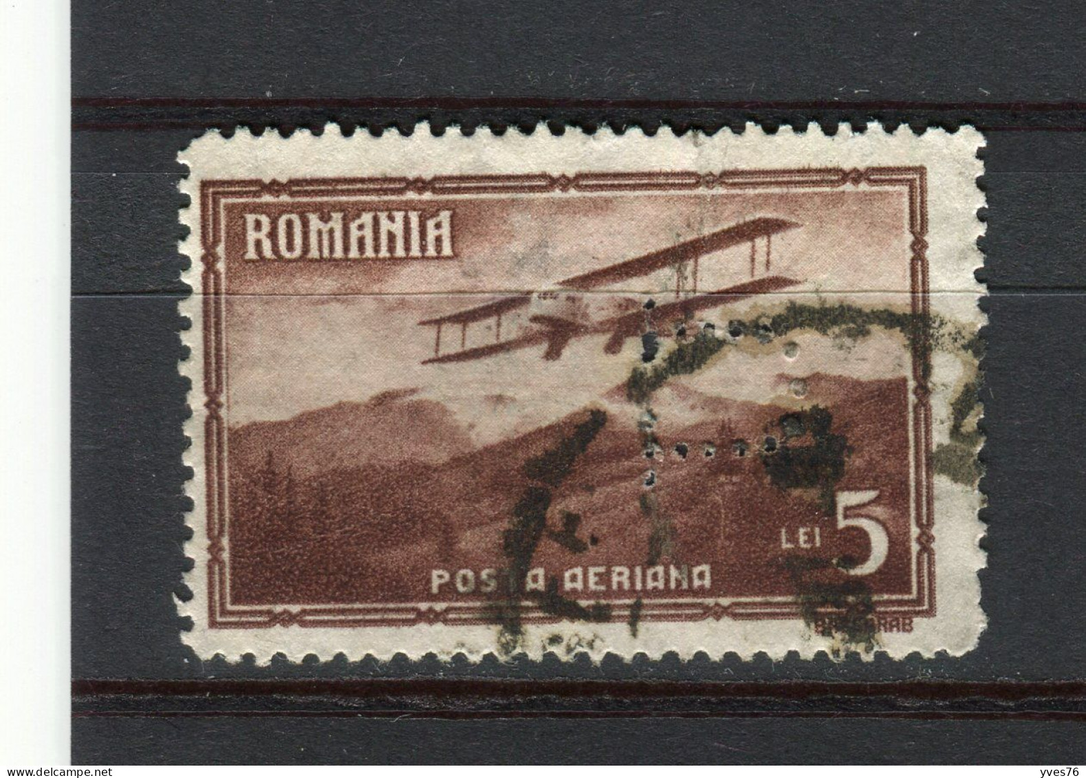 ROUMANIE - Y&T Poste Aérienne N° 16° - Perfin - Perforé - Avion Farman Goliath - Gebraucht