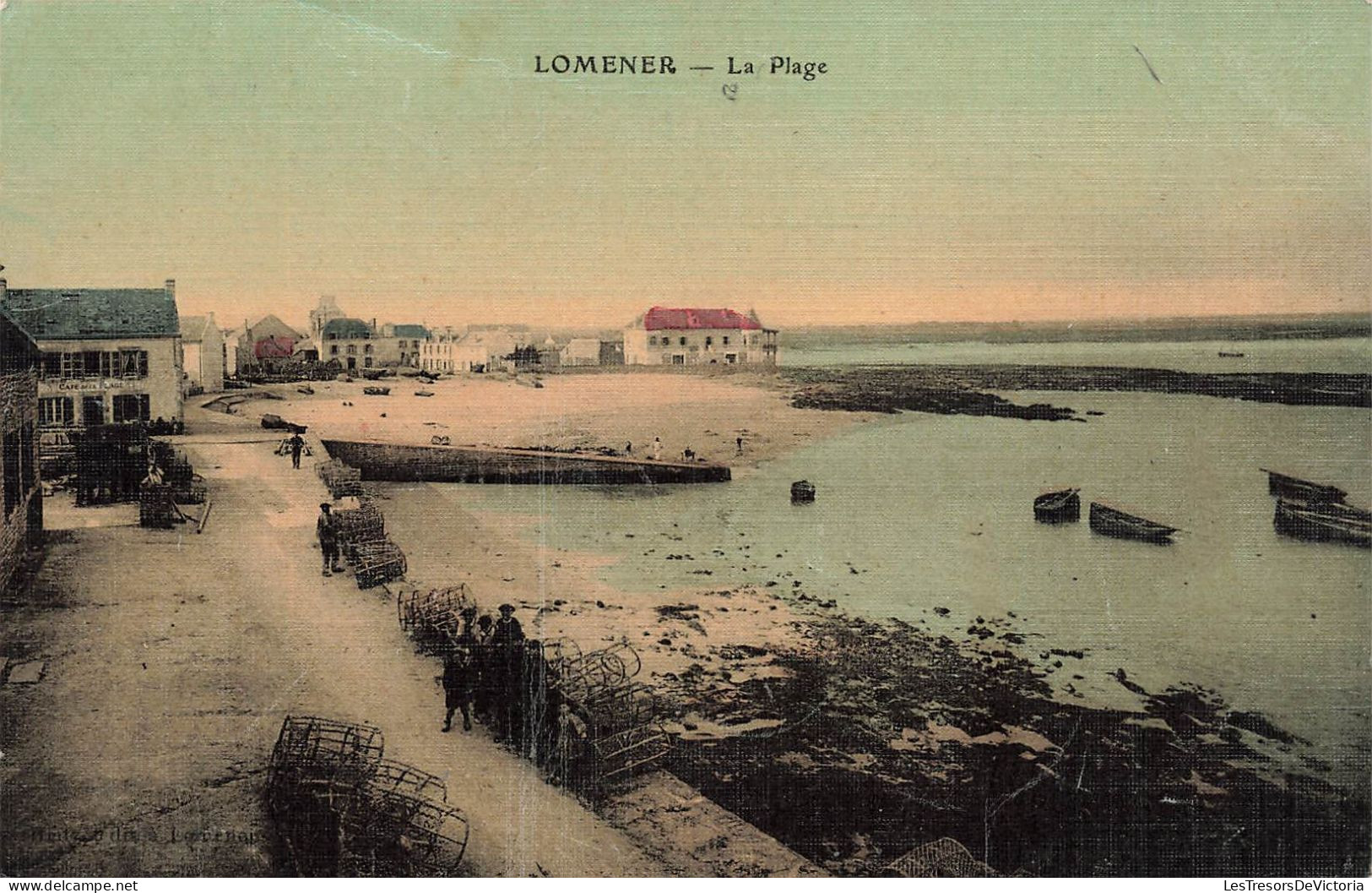 FRANCE - Lomener - La Plage - Pêcheurs - Cages - Côte - Colorisé - Carte Postale Ancienne - Ploërmel