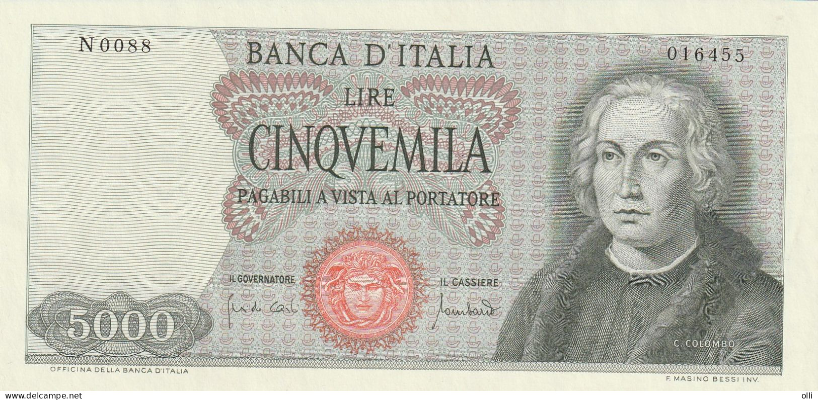 ITALY   5000 Lire  1970   P-98  AU - 5000 Liras