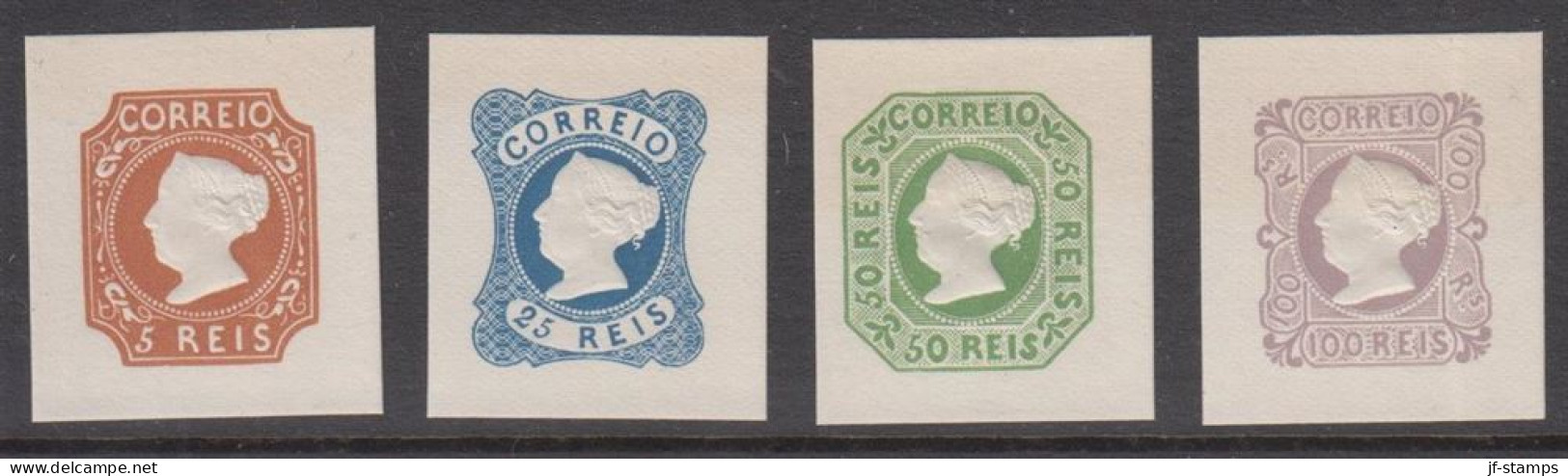 1853. PORTUGAL. Maria II Complete Set With 5, 25, 50 And 100 REIS Imperforated Reprints ... (Michel 1-4 ND D) - JF539211 - Nuovi