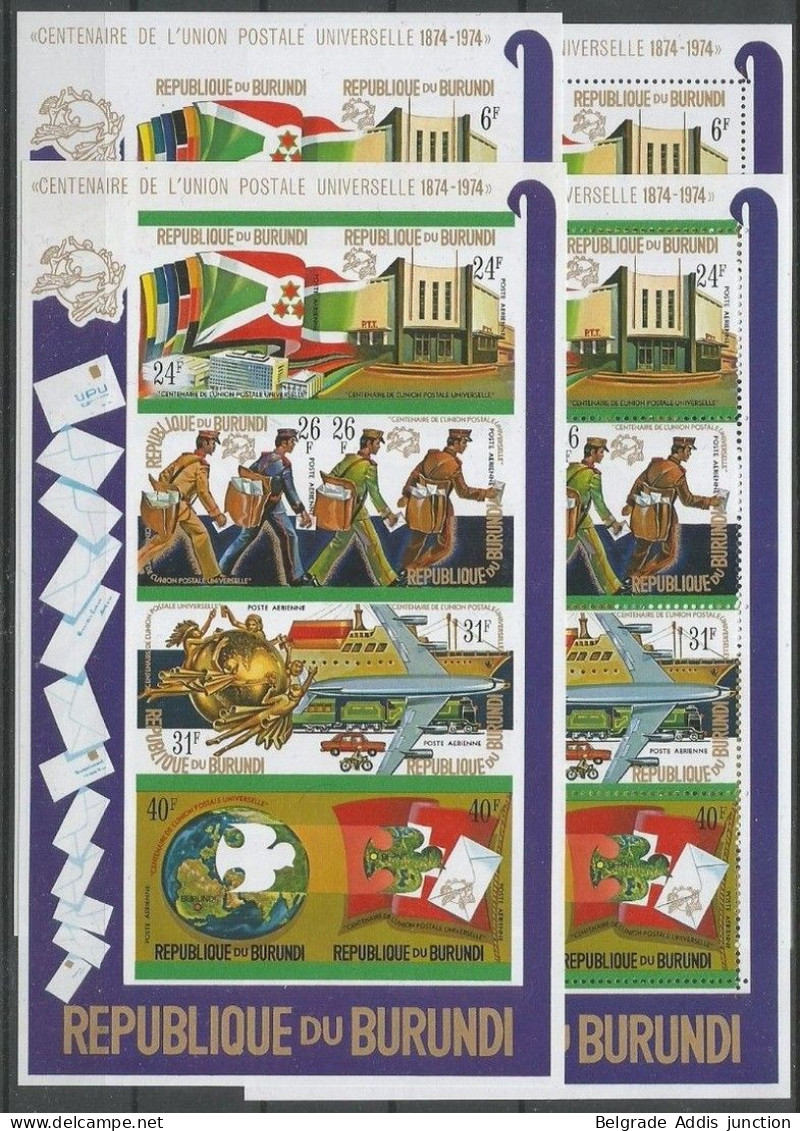 Burundi COB BL77/78 + 77A/78A Série Complète Des 4 Blocs-Feuillets Dentelés Et Non-Dent. MNH / ** 1974 COB: 110,0€ UPU - Unused Stamps