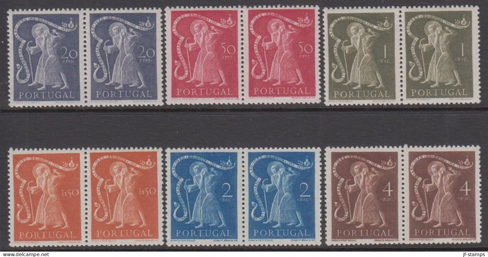 1950. PORTUGAL. JOAO DE DEUS. Complete Set With 6 Stamps In Pairs. Never Hinged. Beautifu... (Michel 752-757) - JF539234 - Ungebraucht