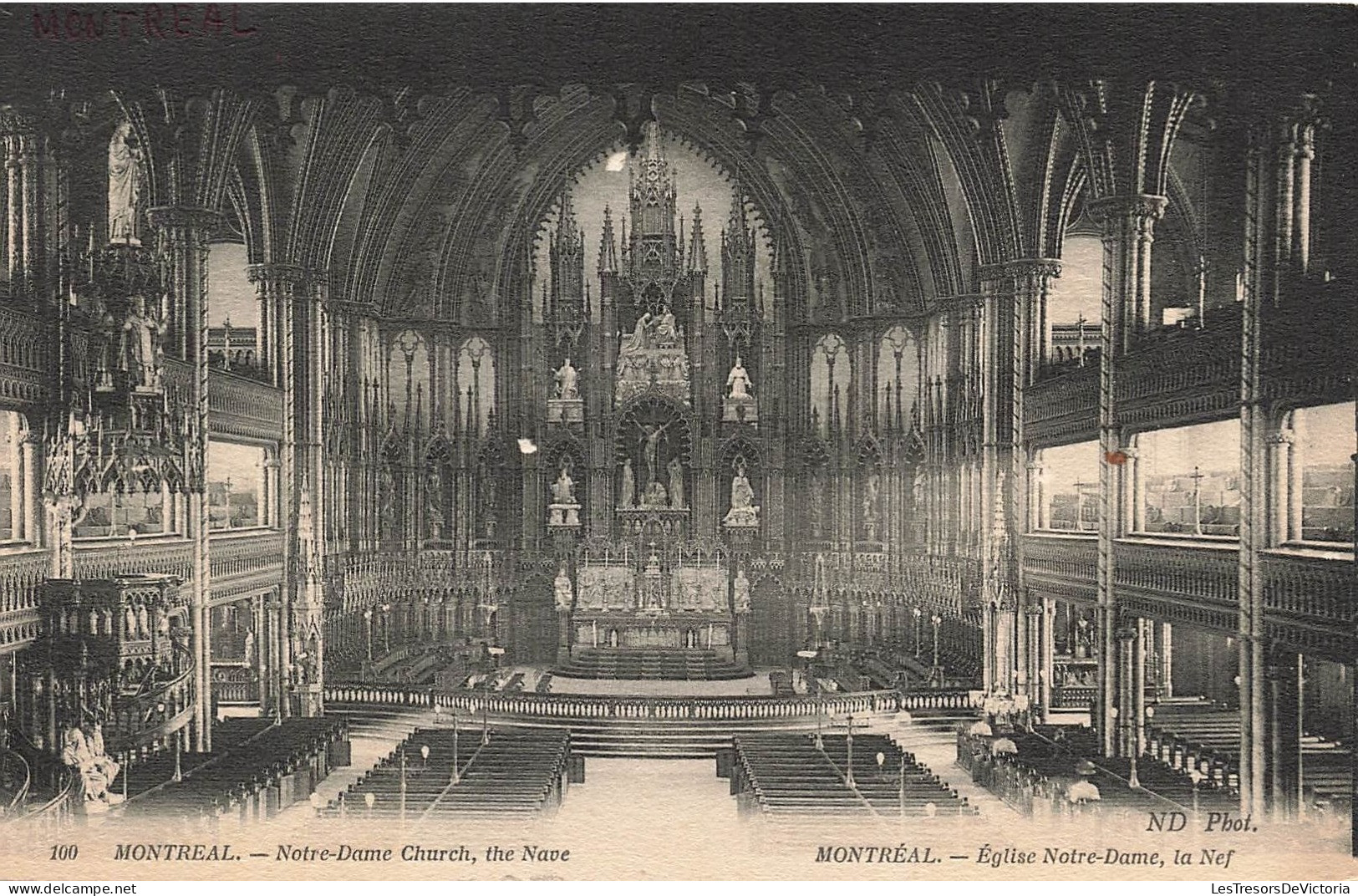 CANADA - Montréal - Église Notre Dame - Le Nef - Carte Postale Ancienne - Montreal