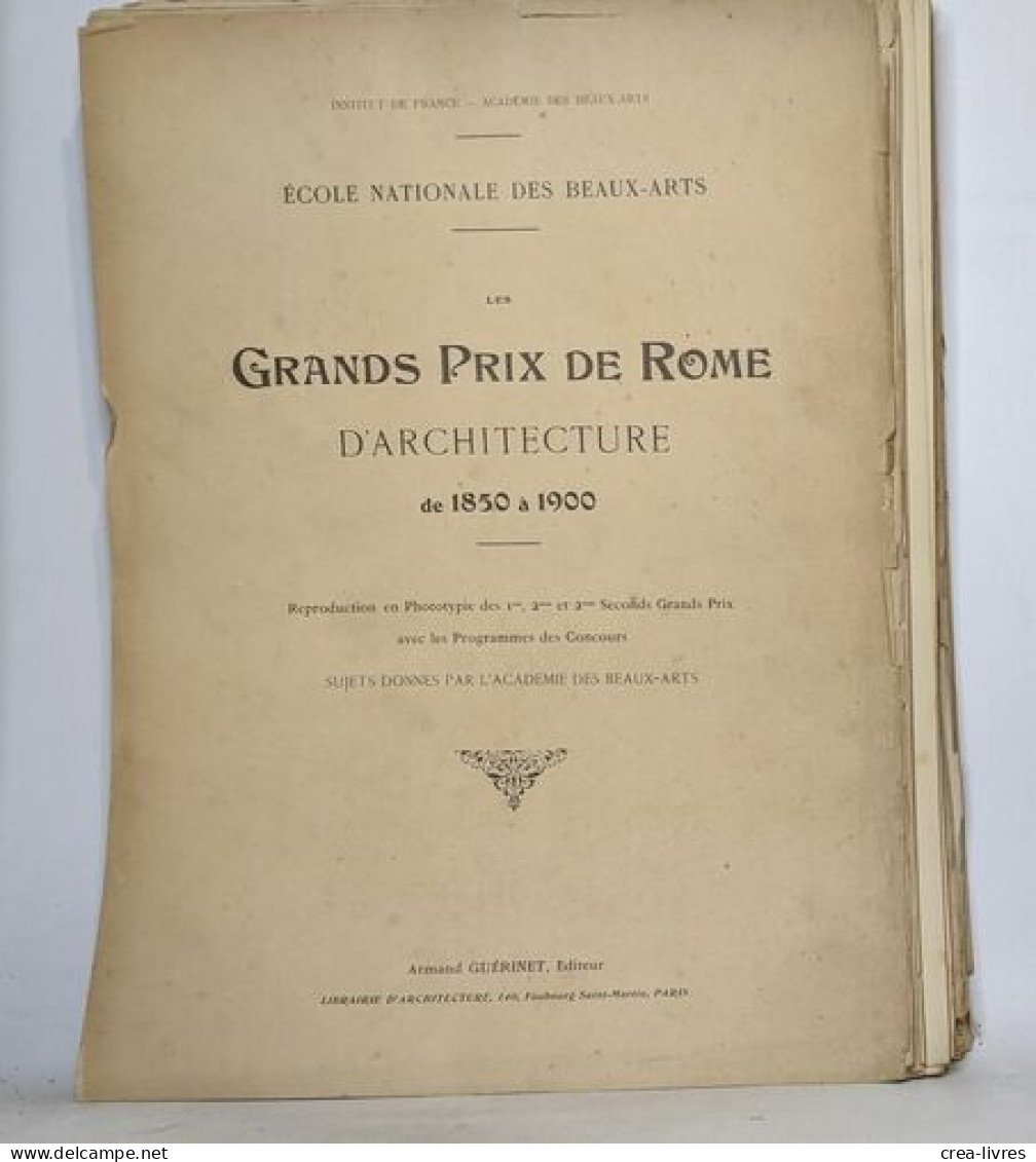 Les Grands Prix De Rome D'architecture De 1850 à 1900 - Sciences