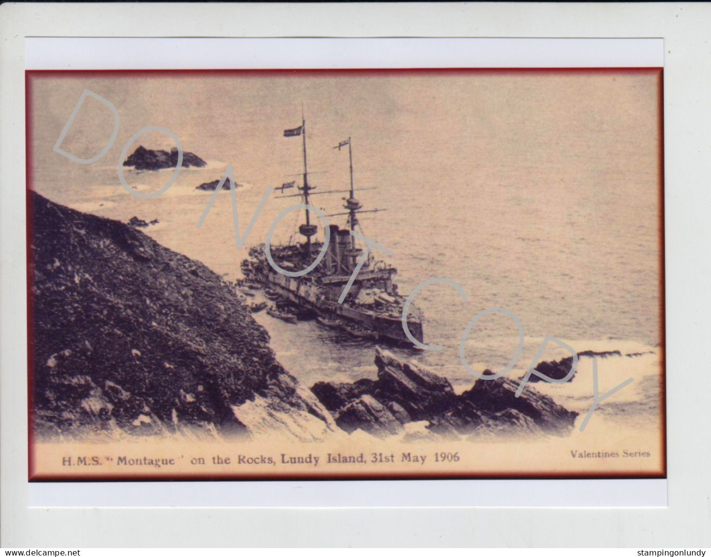 57. VAO1. Six Lundy Island HMS Montague/Montagu Warship Producer Valentine Retirment Sale Price Slashed! - War, Military