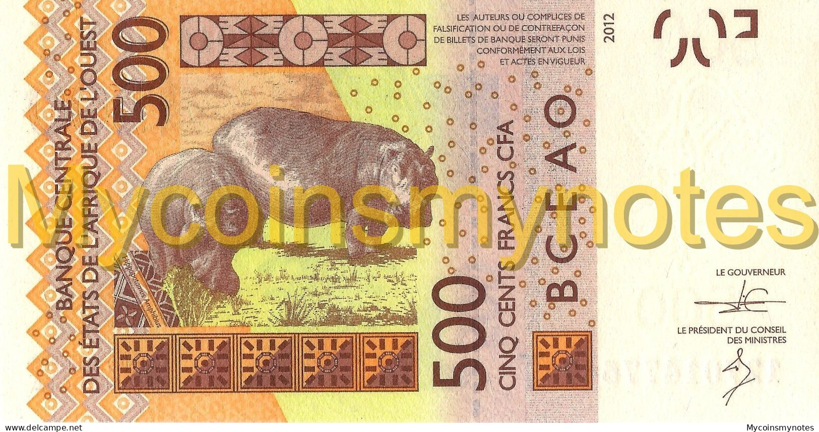West African States, TOGO, 500 Francs, 2012, Code T, P819Ta, UNC - États D'Afrique De L'Ouest
