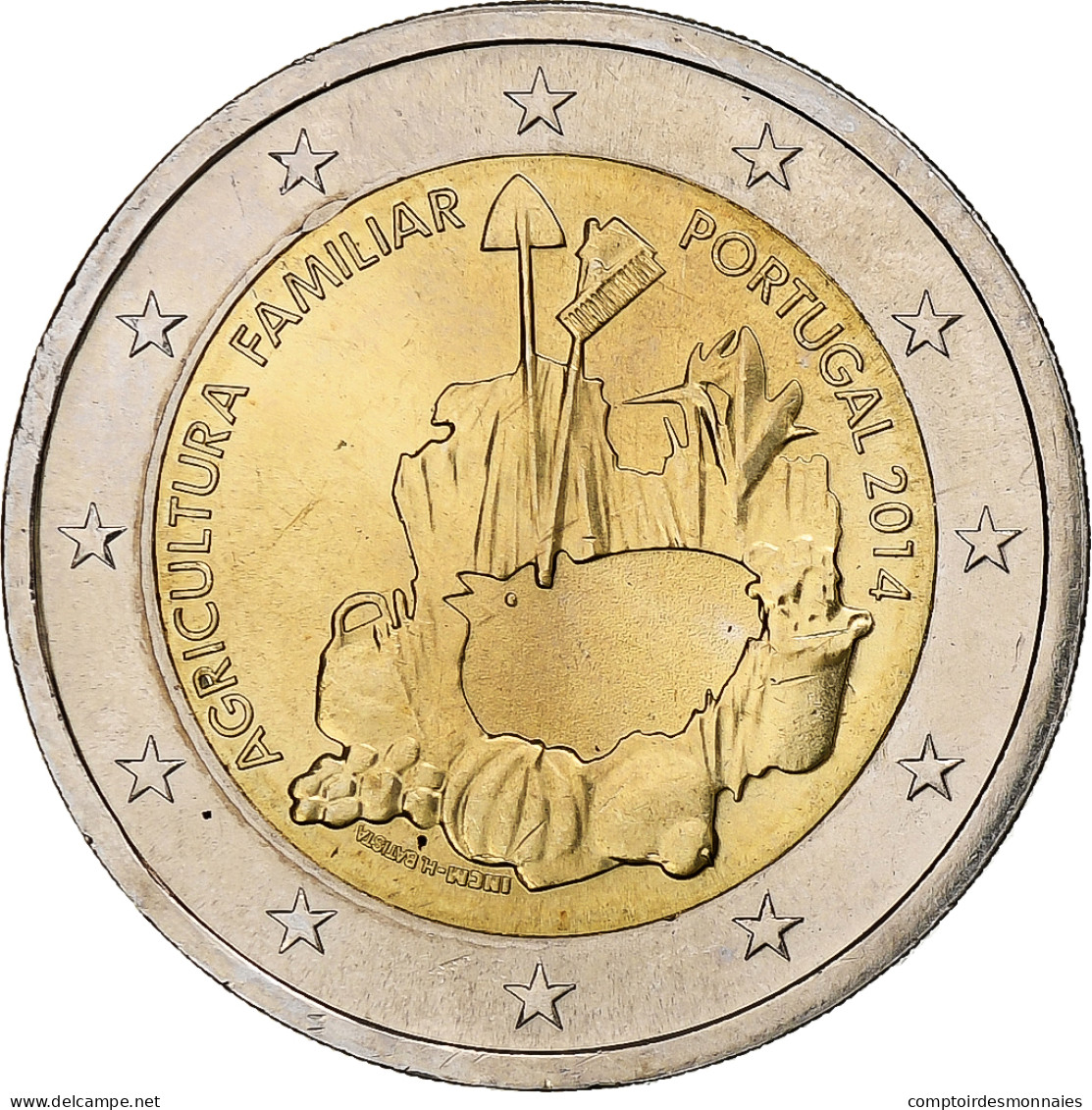 Portugal, 2 Euro, Agricultura Familiar, 2014, Lisbonne, SPL, Bimétallique - Portugal