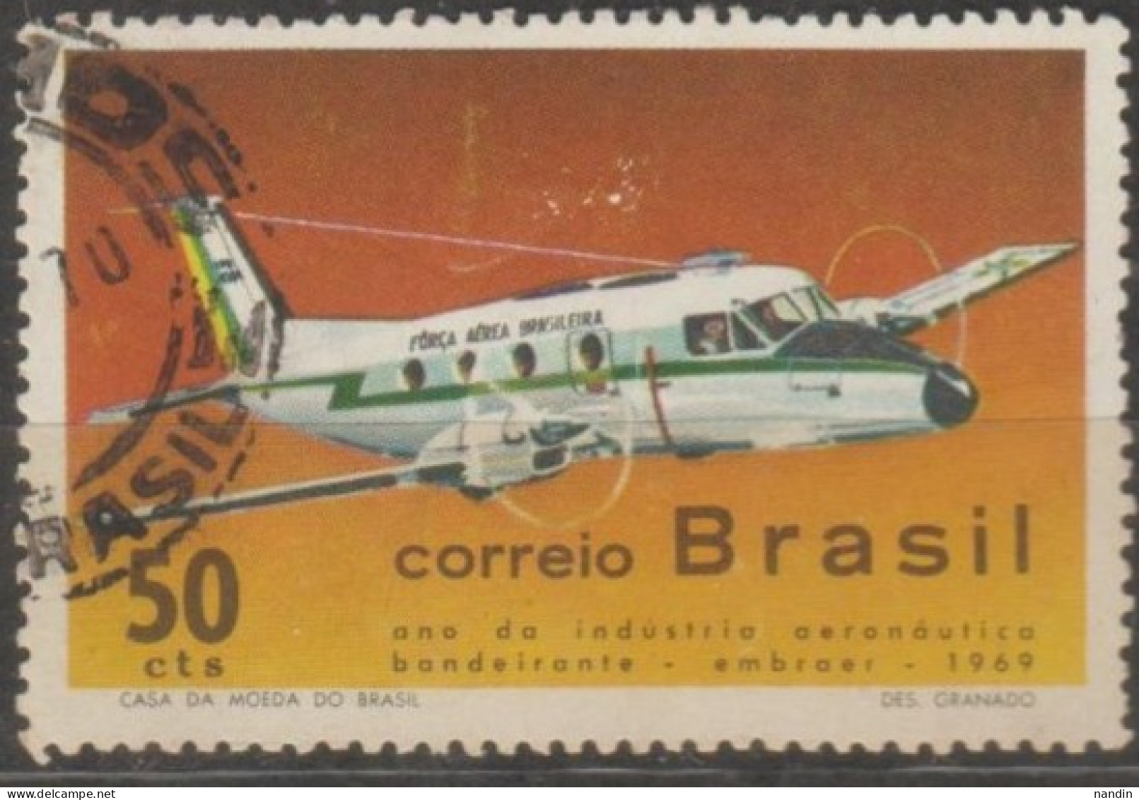 1969  BRAZIL STAMP (USED) On  Brazilian Aeronautical Industry Expansion Year/Aviation/Airplanes/ Industry /Transportatin - Usati