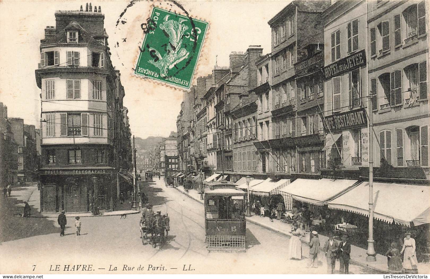 FRANCE - Le Havre - Rue De Paris - LL - Télégraphes - Bus - Charrettes - Animé - Carte Postale Ancienne - Zonder Classificatie