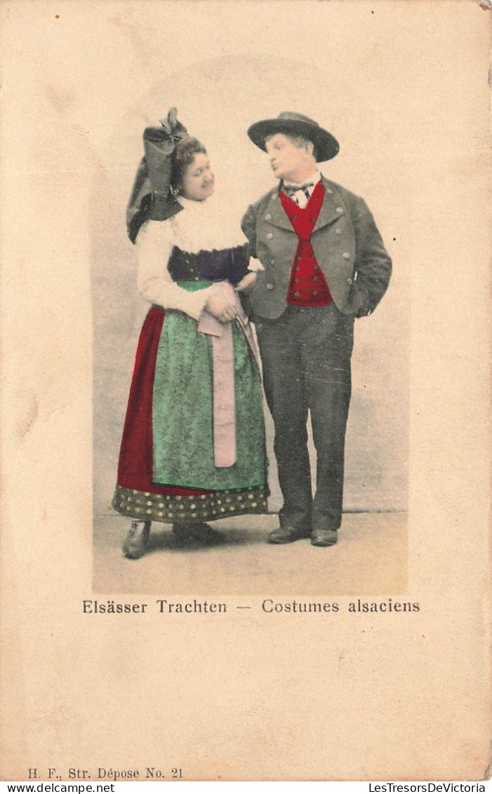 FOLKLORE - Costumes - Paysans Alsaciens - Carte Postale Ancienne - Vestuarios