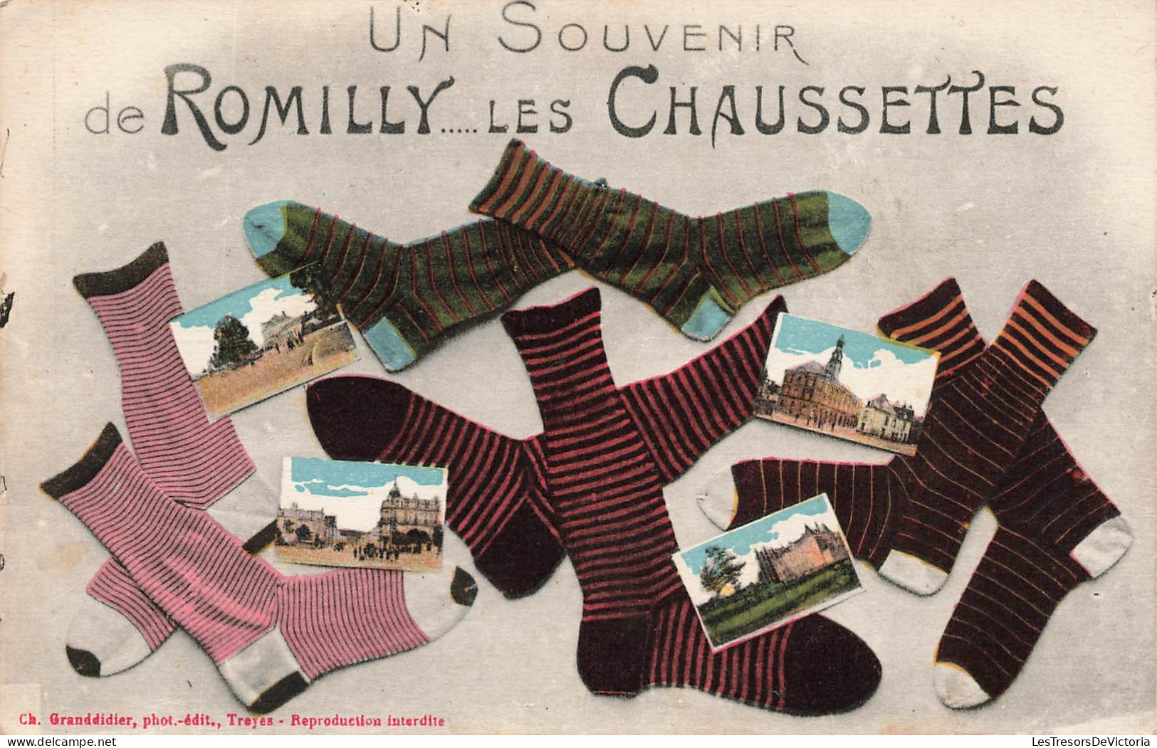 FRANCE - Souvenir De Romilly Les Chaussettes - Chaussettes - Multivues - Carte Postale Ancienne - Andere & Zonder Classificatie