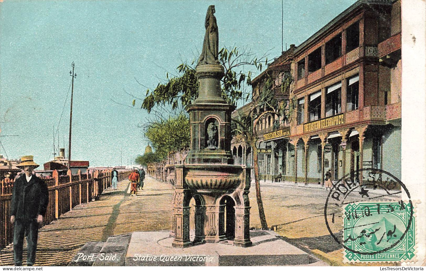 EGYPTE - Port Saïd - Statue Queen Victoria - Colorisé - Carte Postale Ancienne - Port Said