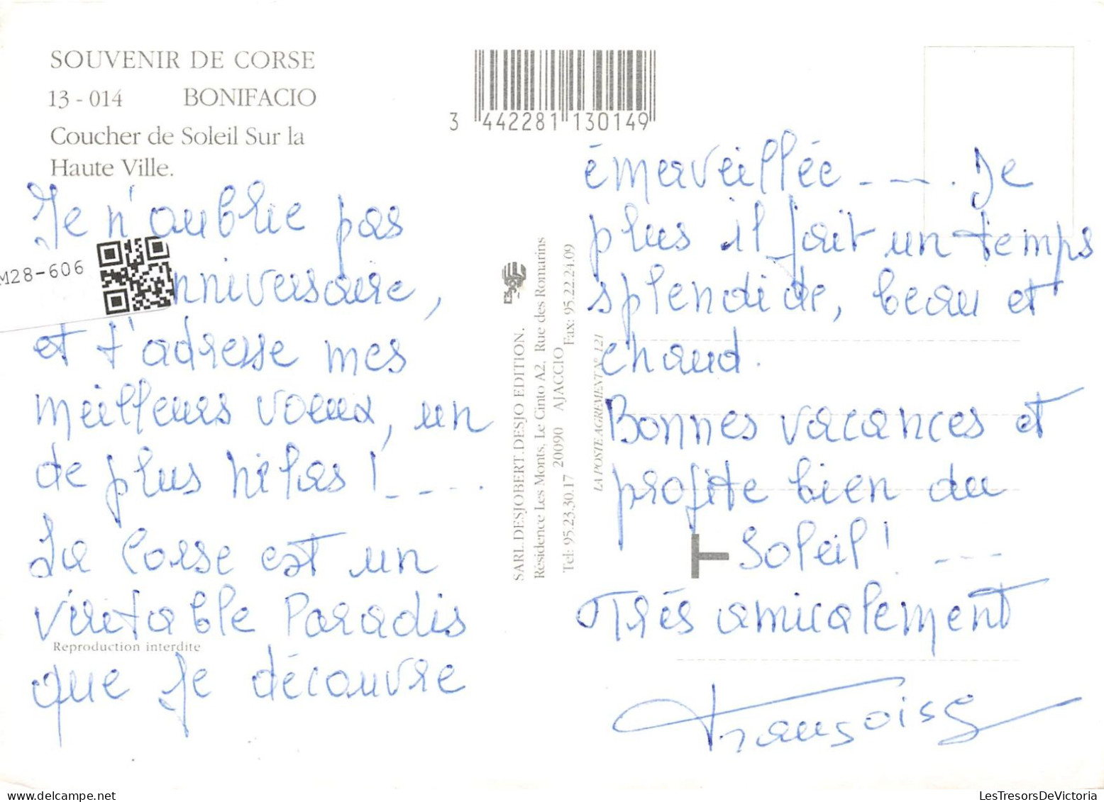 FRANCE - Corse - Bonifacio - Coucher Du Soleil Sur La Haute Ville - Colorisé - Carte Postale - Corse