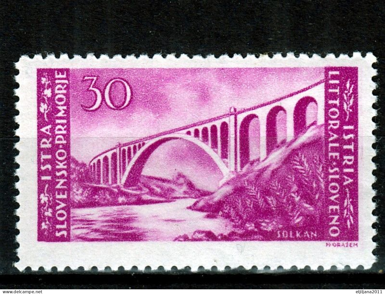 ⁕ ISTRA 1945 ISTRIA - Slovenian Coast ⁕ Railway Bridge Mi.50 B ⁕ MLH - Joegoslavische Bez.: Slovenische Kusten