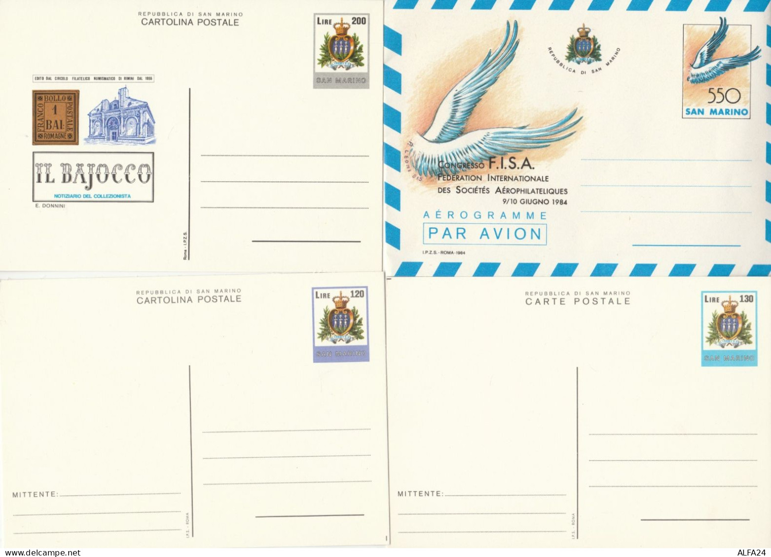 LOTTO 4 INTERI POSTALI NUOVI SAN MARINO (KP388 - Postal Stationery