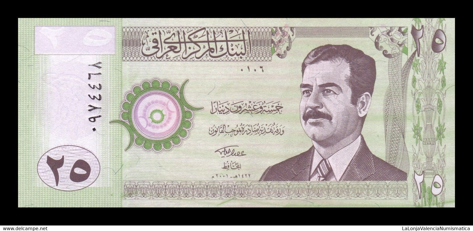 Irak Iraq 25 Dinars Saddam Hussein 2001 Pick 86 Sc Unc - Iraq