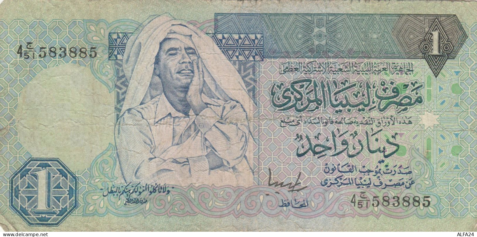 BANCONOTA LIBIA 1 GHEDDAFI VF (KP704 - Libia