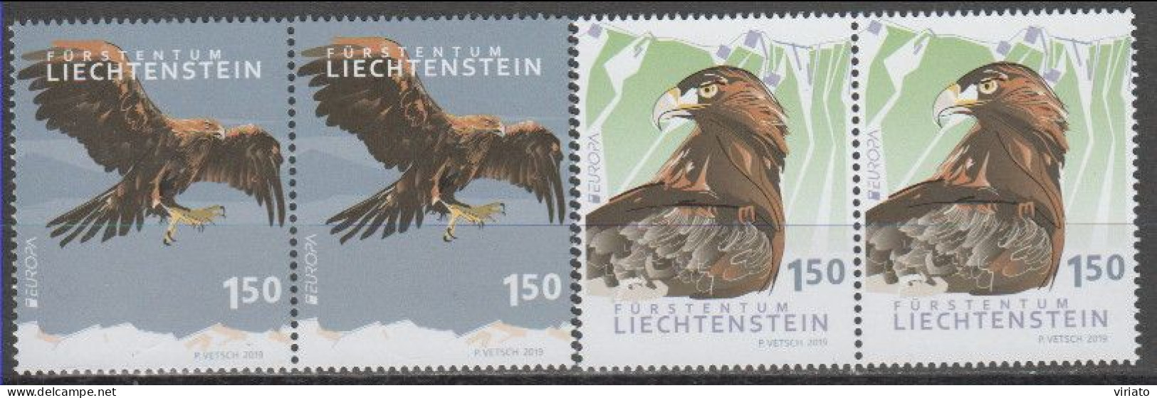 Liechtenstein 2019 (Mi 1933.34) - Golden Eagle (Aquila Chrysaetos) - Collections, Lots & Séries