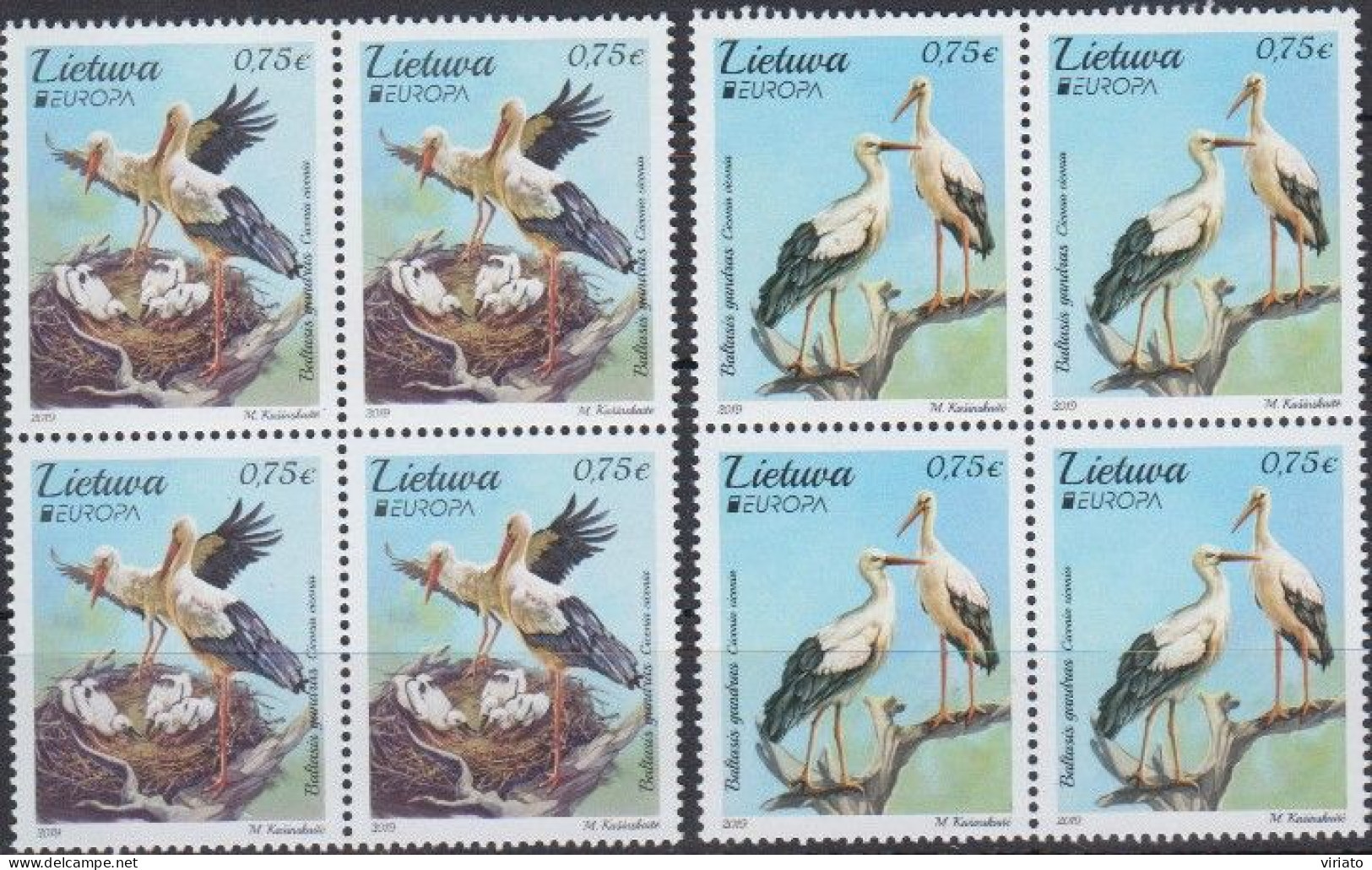 Lietuva 2019 (Mi 1310 E 1311 - White Stork (Ciconia Ciconia) - Collections, Lots & Series