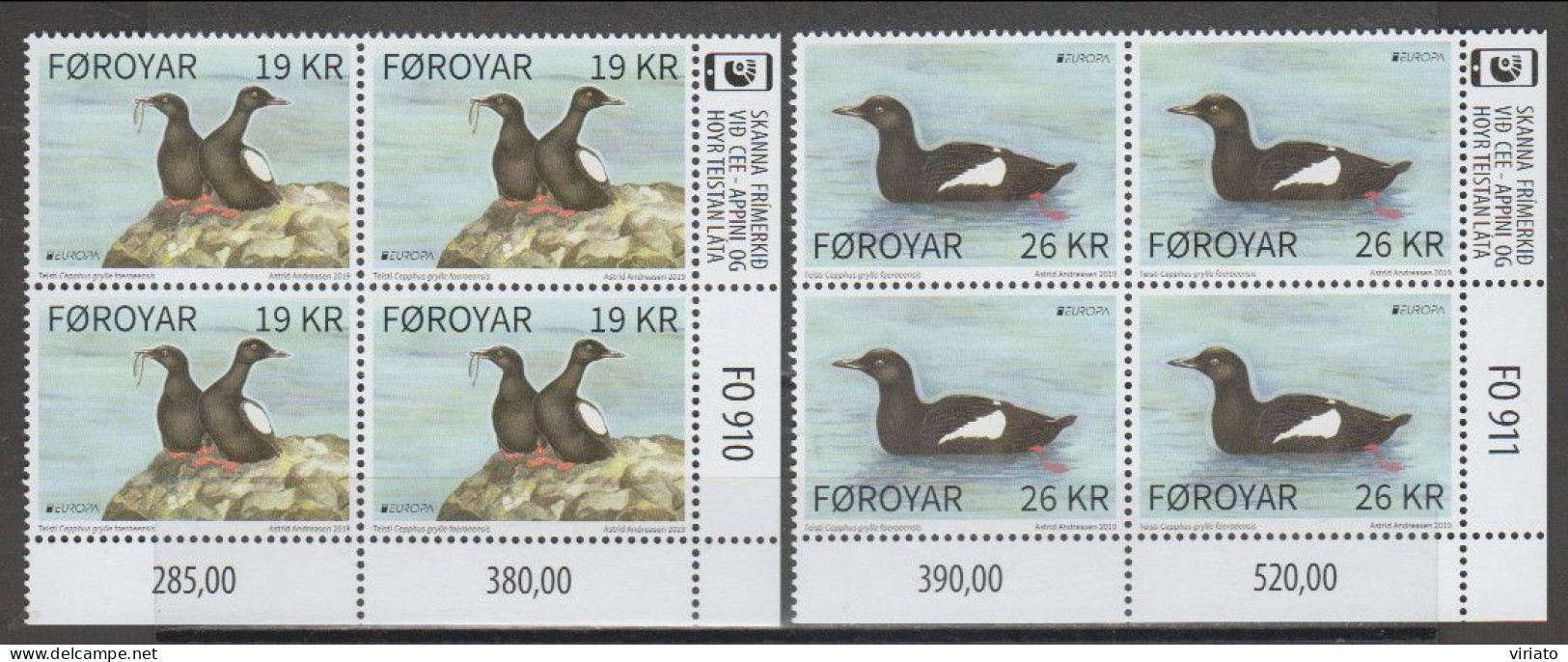 Feroe Islands 2019 (Mi 955.56) - Faroese Black Guillemot (Cepphus Grylle Faroeensis).jpg - Collections, Lots & Series