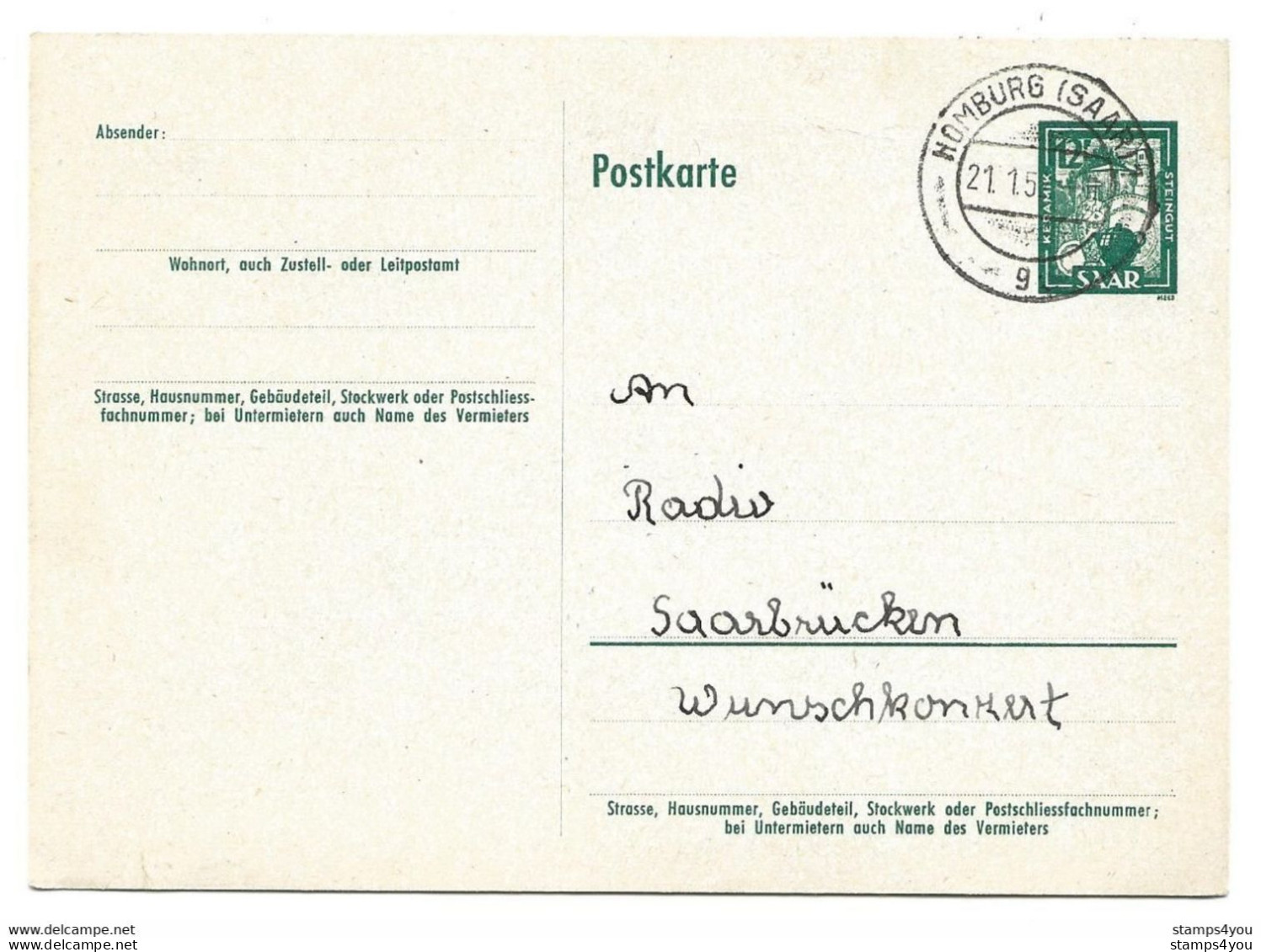 52 - 34 - Entier Postal Envoyé De Homburg - Entiers Postaux