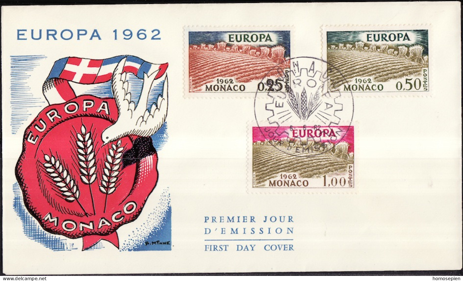 Europa CEPT 1962 Monaco FDC3 Y&T N°571 à 573 - Michel N°695 à 697 - 1962