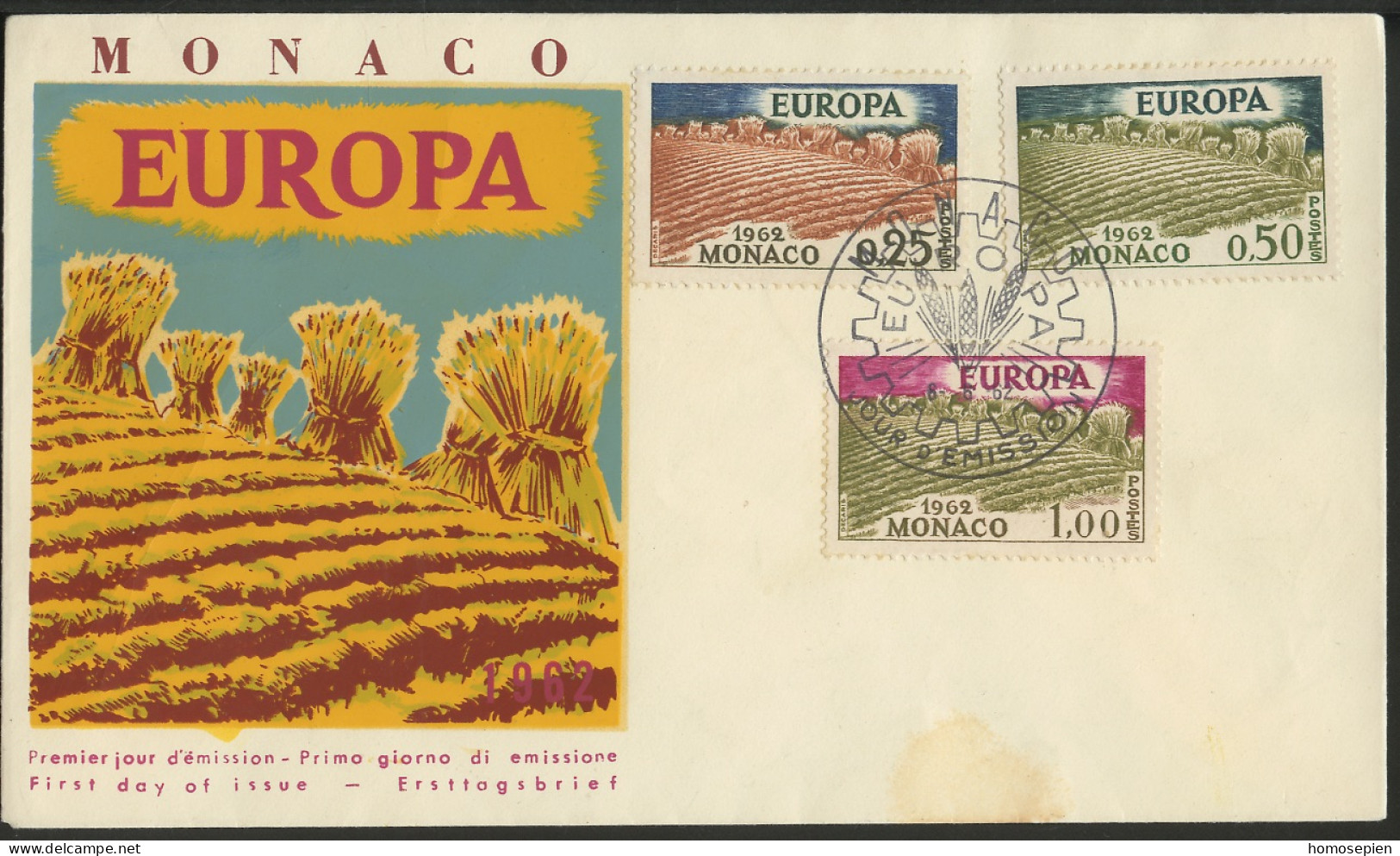 Europa CEPT 1962 Monaco FDC7 Y&T N°571 à 573 - Michel N°695 à 697 - 1962