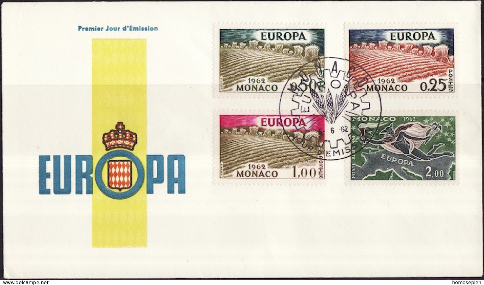Europa CEPT 1962 Monaco FDC2 Y&T N°571 à 573+PA79 - Michel N°695 à F698 - 1962