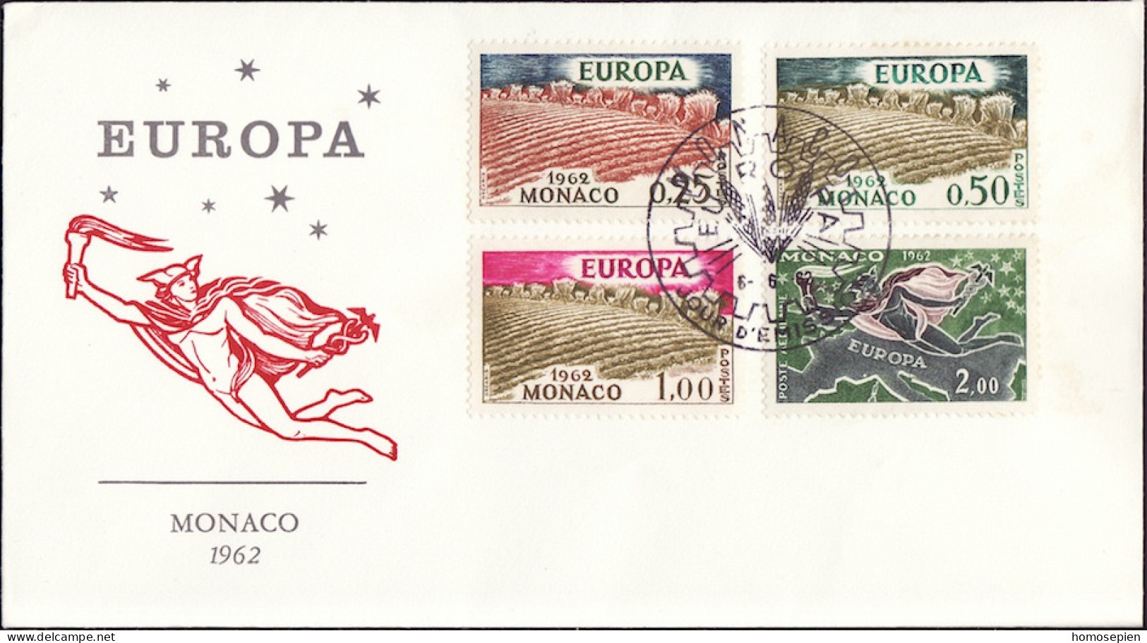 Europa CEPT 1962 Monaco FDC3 Y&T N°571 à 573+PA79 - Michel N°695 à F698 - 1962