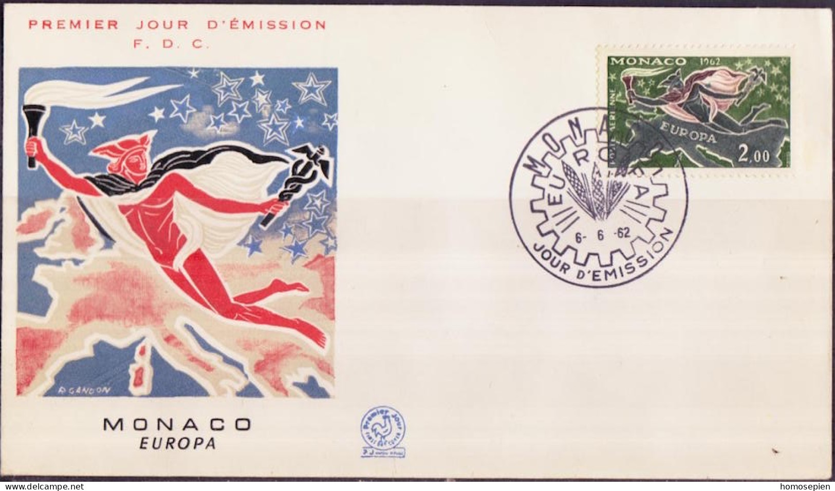 Europa CEPT 1962 Monaco FDC3 Y&T N°PA79 - Michel N°F698 - 2f EUROPA - 1962