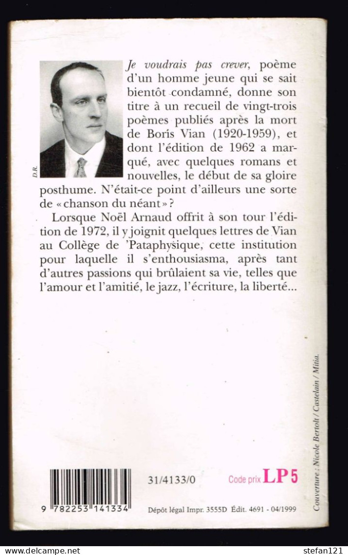 Je Voudrais Pas Crever - Boris Vian - 1996 - 128 Pages 17,8 X 11 Cm - Auteurs Français