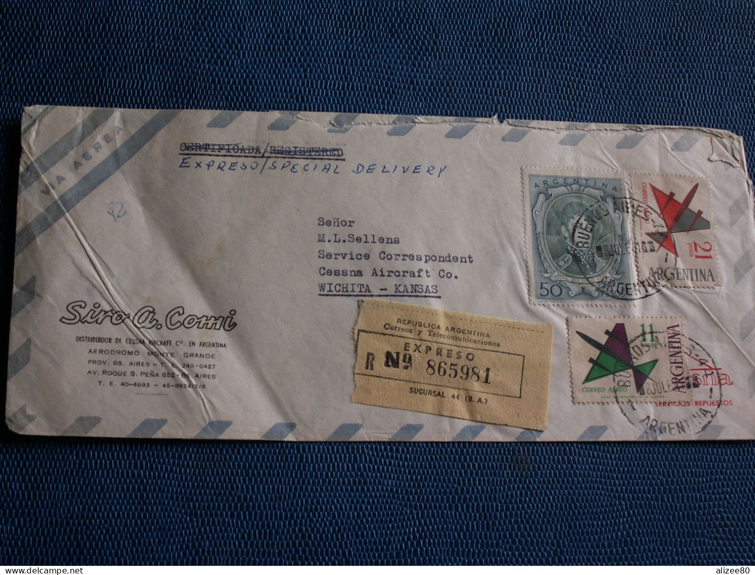 ENVELOPPE   RECOMMANDEE    Par  XP  De  BUENOS  AIRES    --  1964 - Posta Aerea