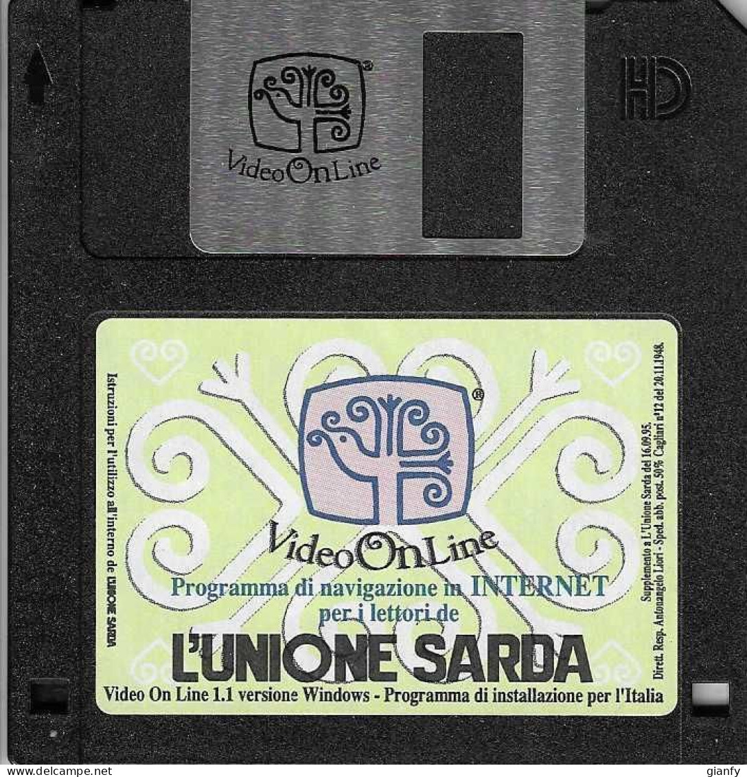 RARO FLOPPY DISK 3,5 VIDEO ON LINE PROGRAMMA NAVIGAZIONE IN INTERNET SPONSOR L'UNIONE SARDA 1995 - 3.5 Disks