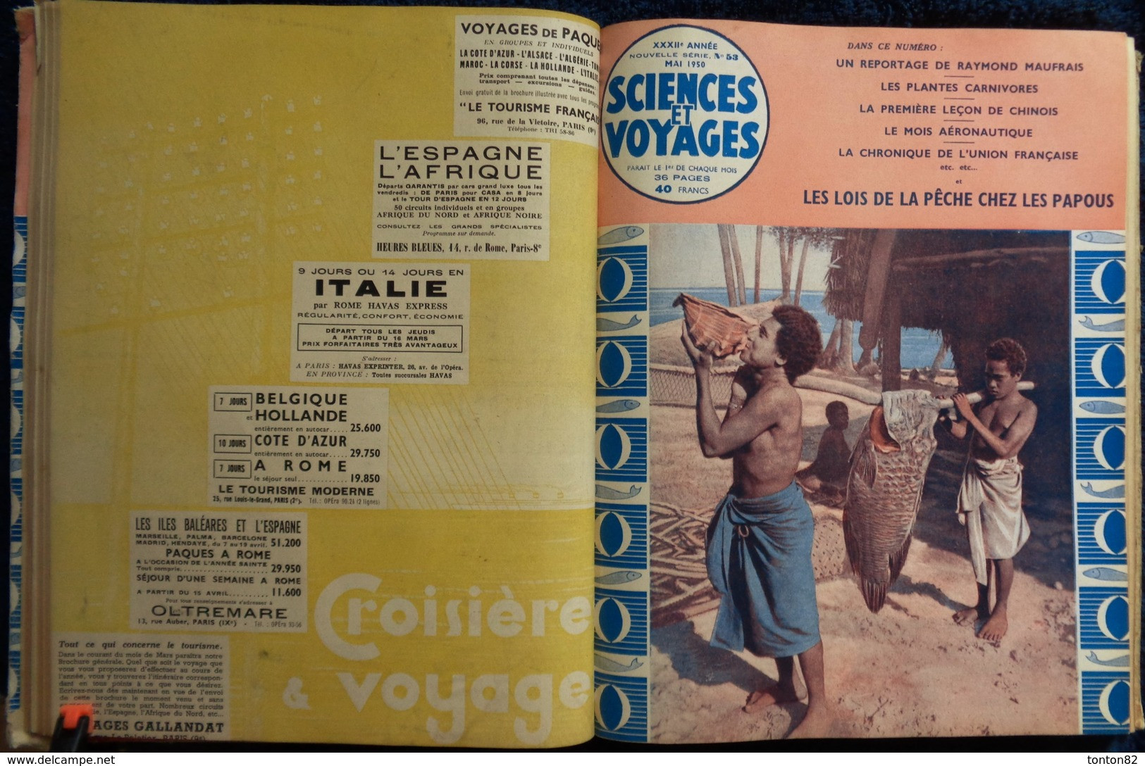 Sciences et Voyages - Reliure Année 1950 - 12 Numéros .