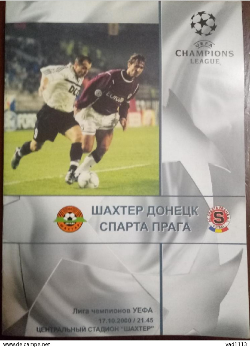 Official Program Champions League 2000-01 Shakhtar Donetsk Ukraine - Sparta Prague Czech Republic - Books