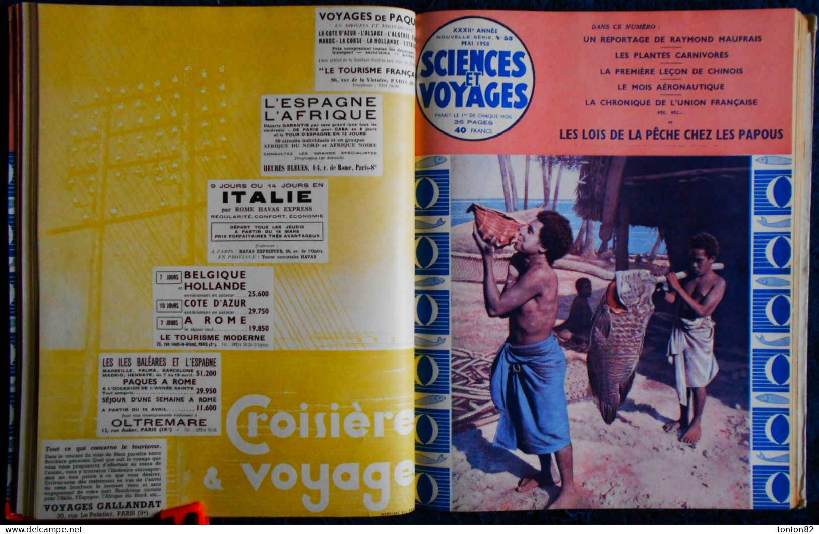 Sciences et Voyages - Reliure Année 1950 - 12 Numéros .