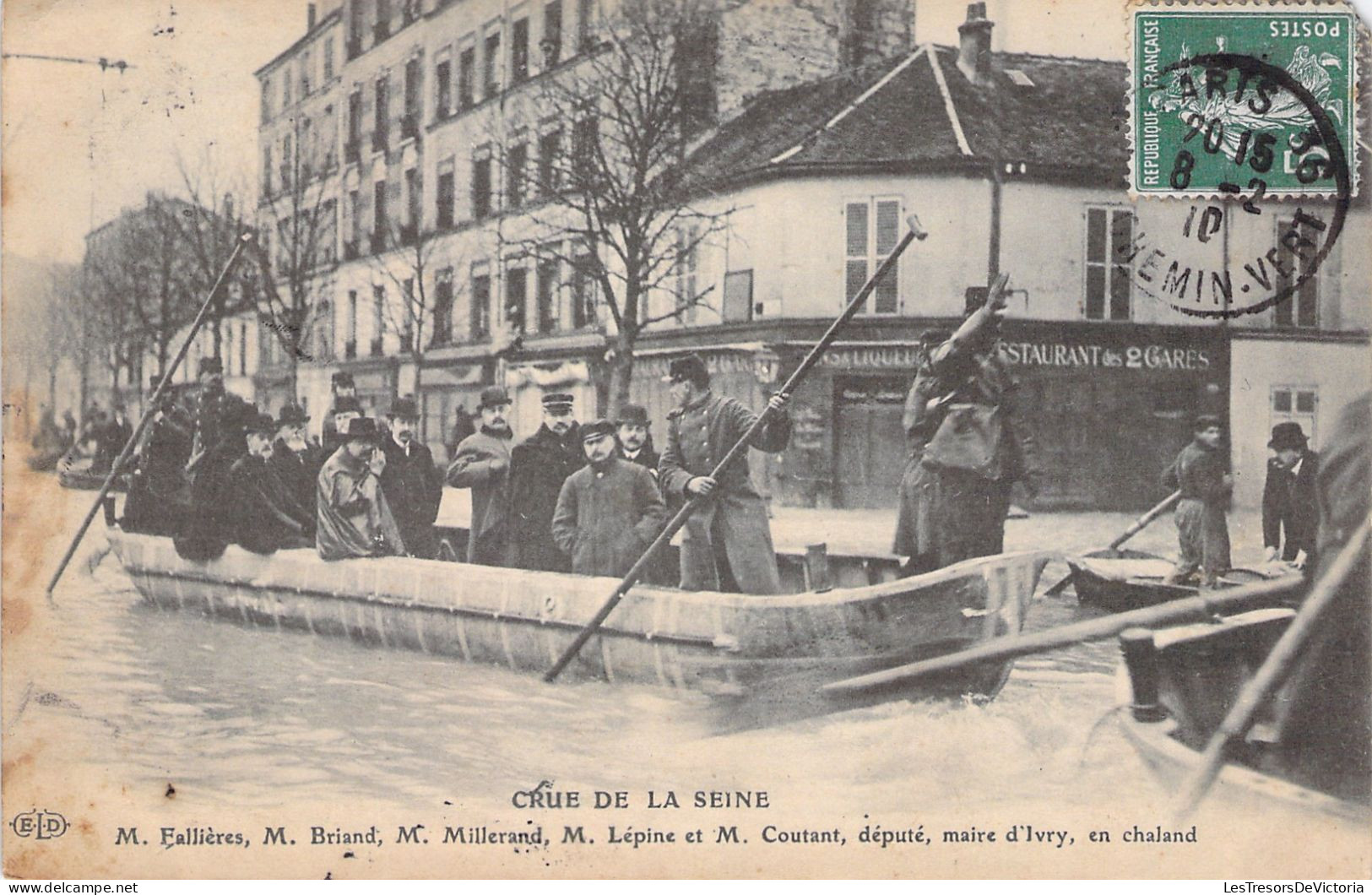 POLITIQUE Crue De La Seine 1910 - Fallières - Briand - Millerand - Lépine - Coutan - Deputé  - Carte Postale Ancienne - People