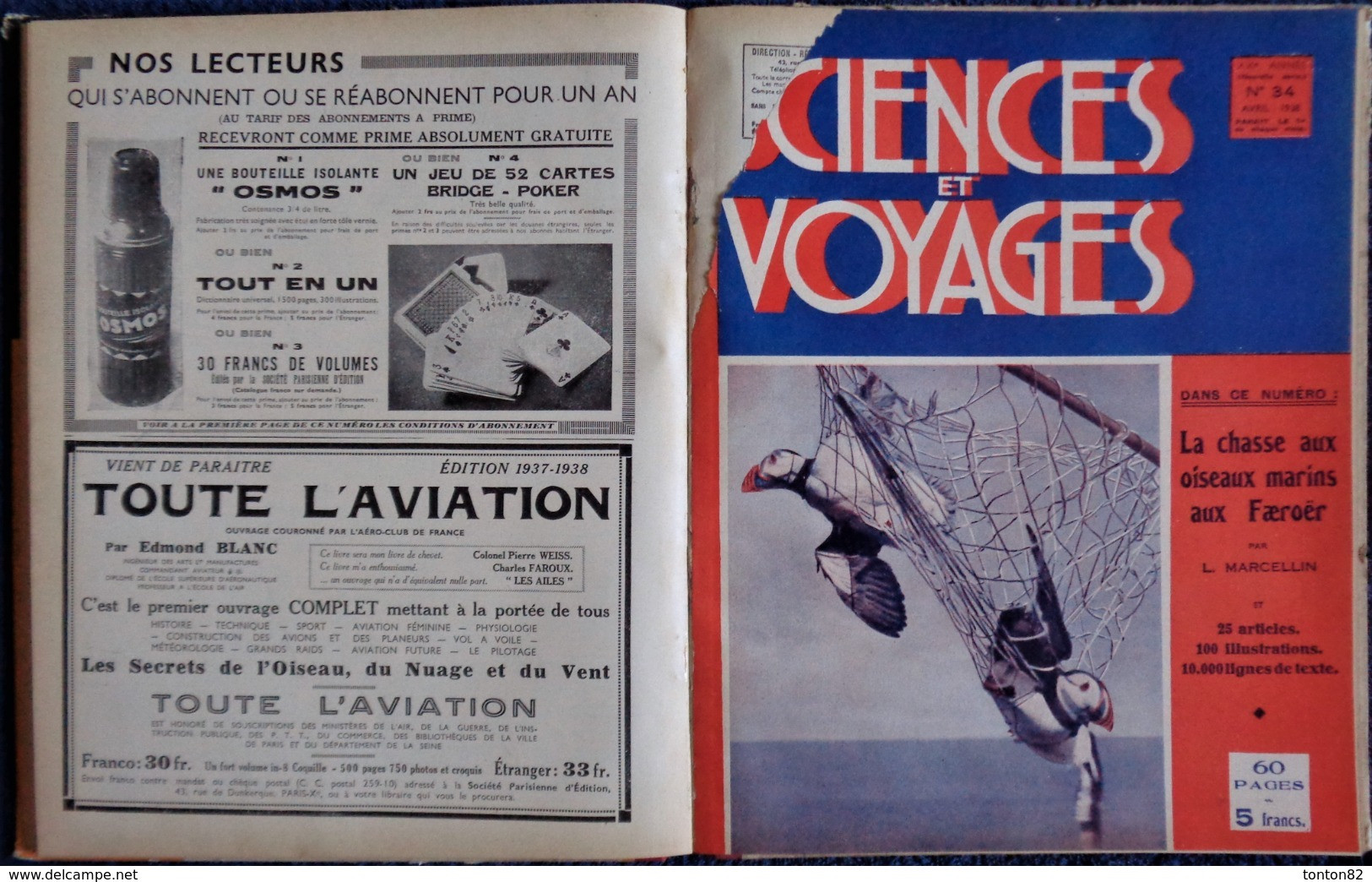Sciences et Voyages - Reliure Année 1938 ( 2e Semestre ) - 6 Numéros .