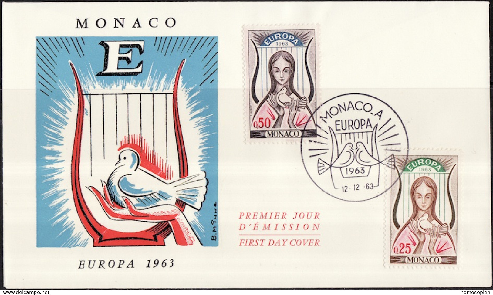 Europa CEPT 1963 Monaco FDC5 Y&T N°618 à 619 - Michel N°742 à 743 - 1963