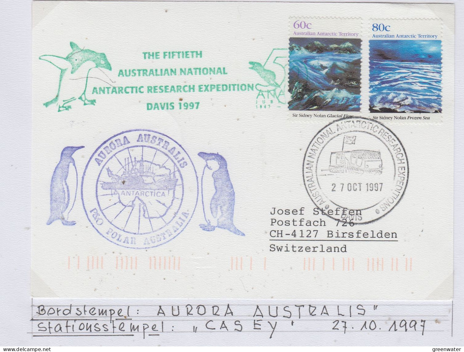 AAT Aurora Australis Ca Casey 27 OCT 1996 (AS177A) - Briefe U. Dokumente