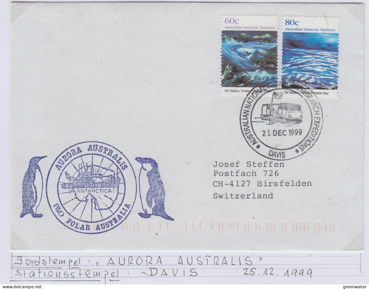 AAT Aurora Australis Ca Davis 25 DEC 1999 (AS178) - Lettres & Documents