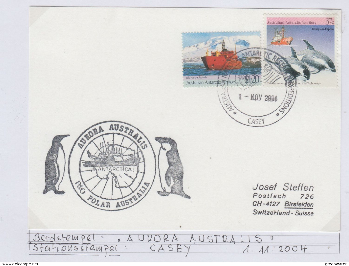 AAT Aurora Australis Ca Casey 1 NOV 2004 (AS178B) - Covers & Documents