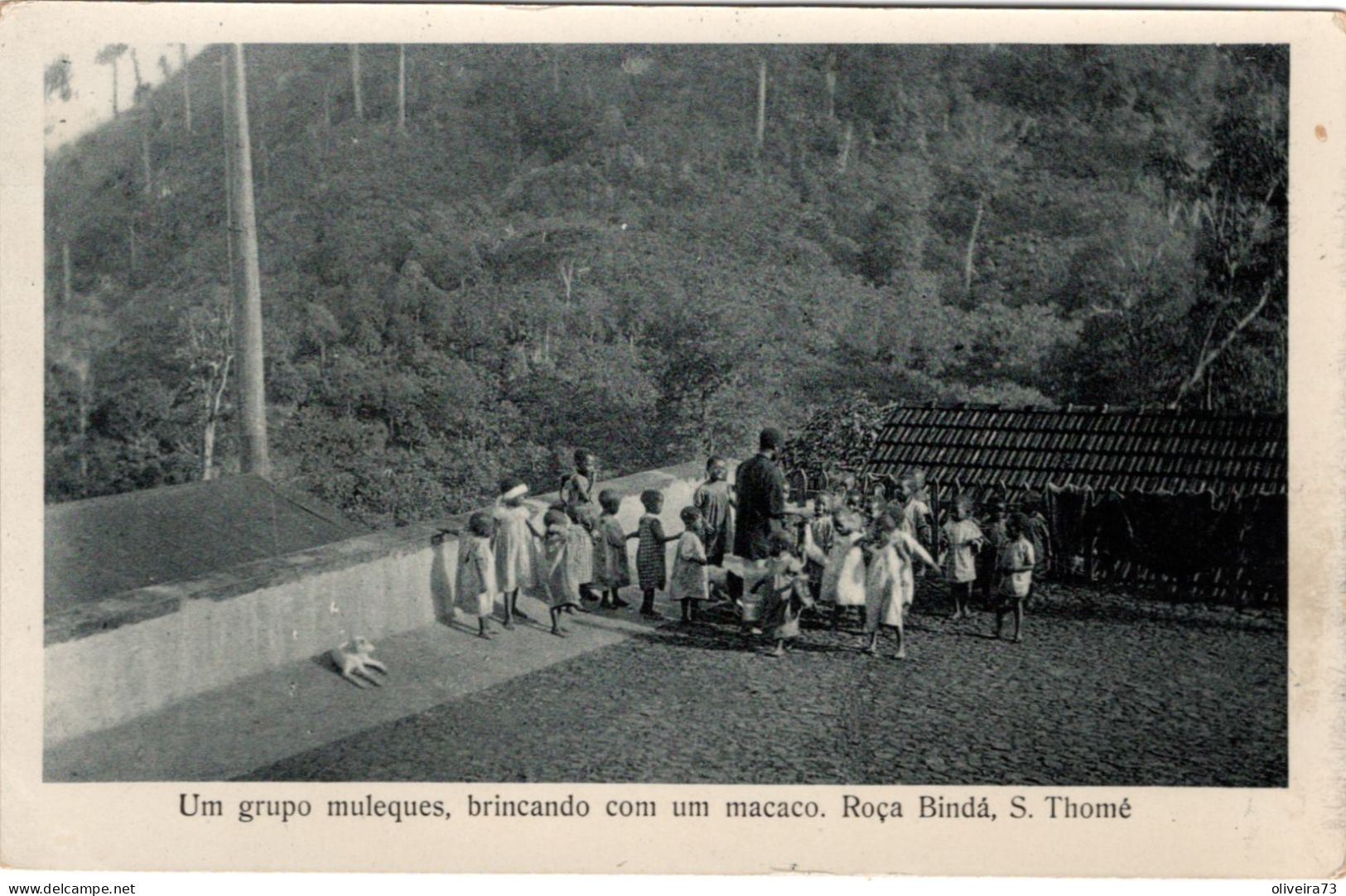 SÃO TOME E PRINCIPE - Um Grupo De Muleques, Brincado Com Um Macaco - Roça Bindá, S. THOMÉ - São Tomé Und Príncipe