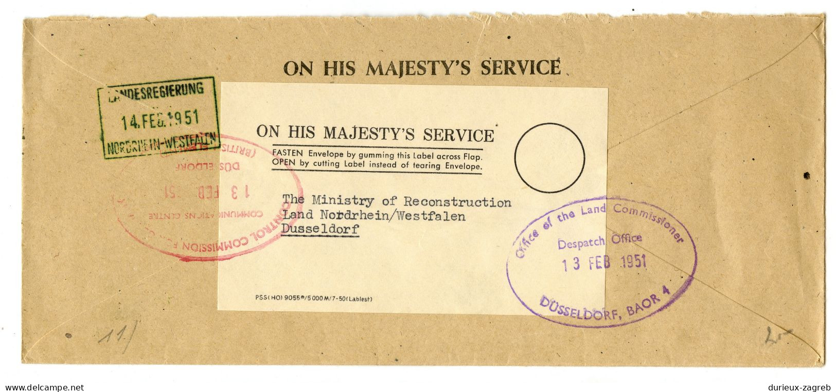 OHMS Letter Cover Posted Field Post 1956 FPO 791 To Dusseldorf 200115* - Officials