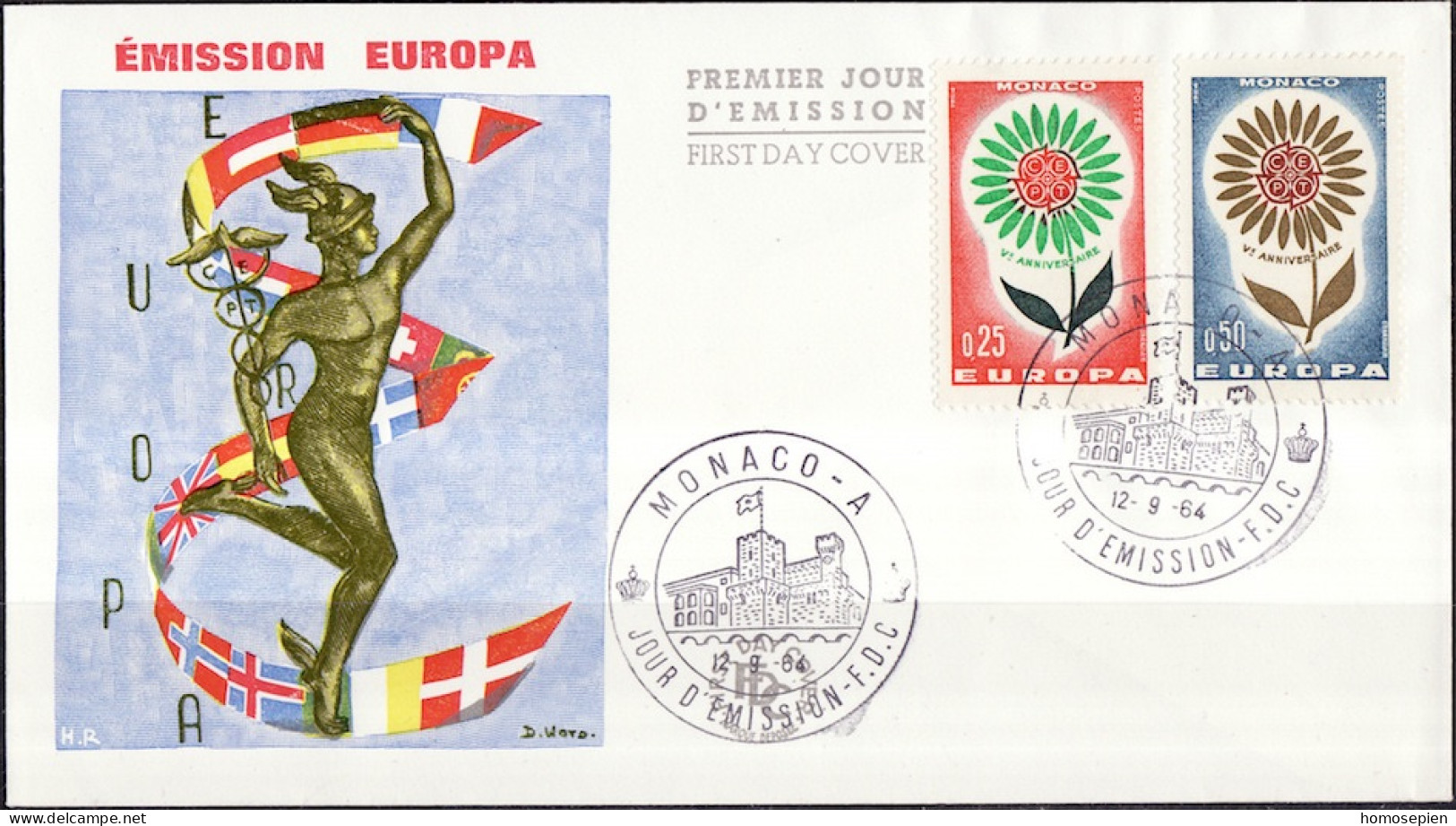 Europa CEPT 1964 Monaco FDC6 Y&T N°652 à 653 - Michel N°782 à 783 - 1964