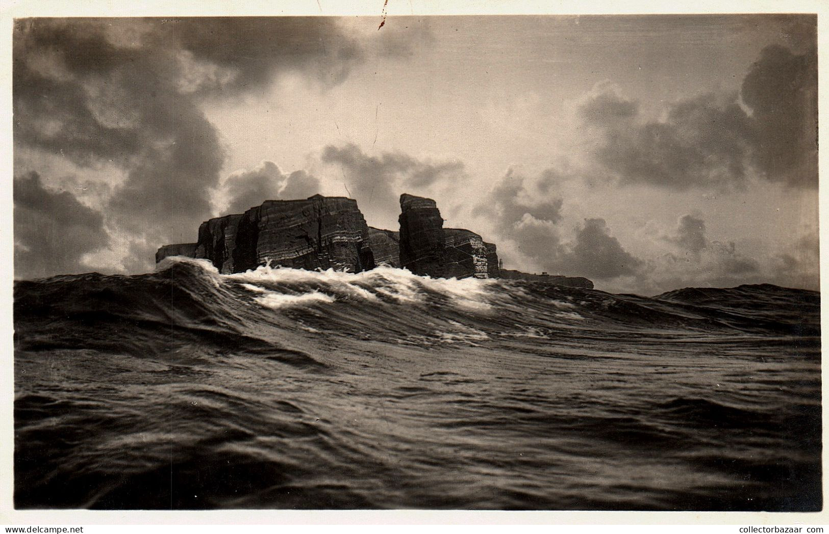 GERMANY HELGOLAND Rocky Island Seaview Lighthouse Vintage Postcard REAL PHOTO - Helgoland