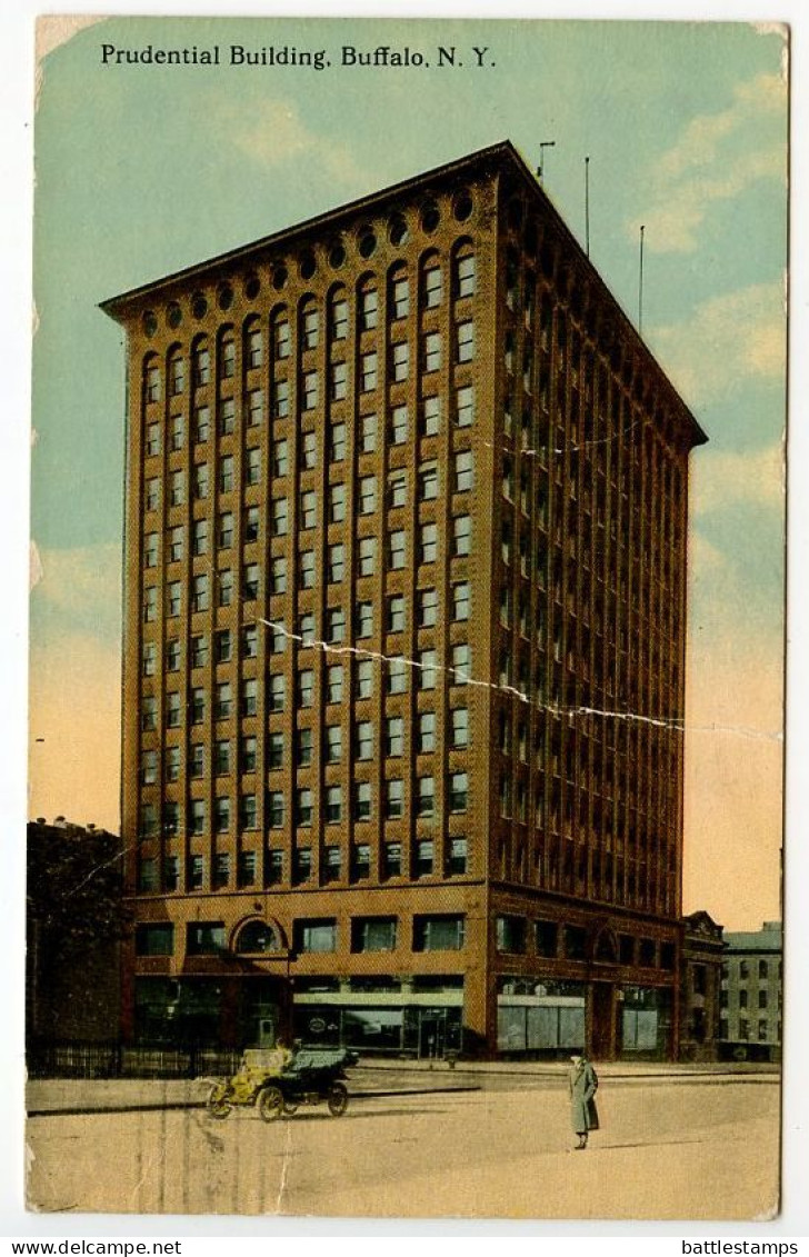 United States 1913 Postcard Buffalo, New York - Prudential Building; Scott Q1 - 1c. Parcel Post Stamp - Buffalo