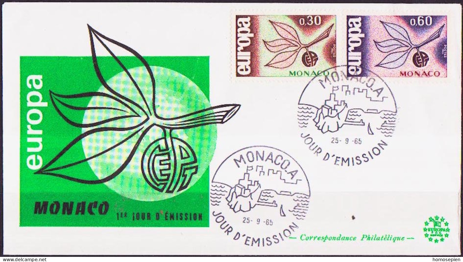 Europa CEPT 1965 Monaco FDC8 1965 Y&T N°675 à 676 - Michel N°810 à 811 - 1965