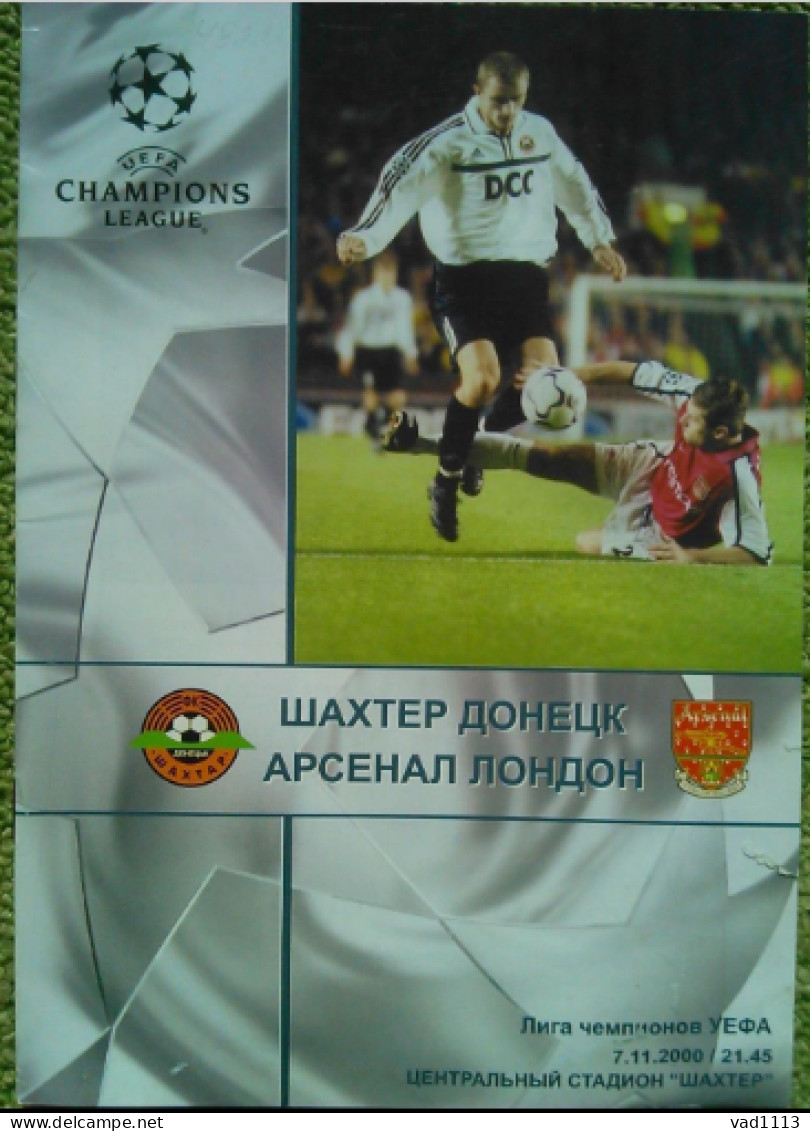 Official Program Champions League 2000-01 Shakhtar Donetsk Ukraine - FC Arsenal London England - Livres